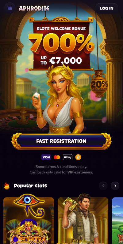Aphrodite Casino mobile view